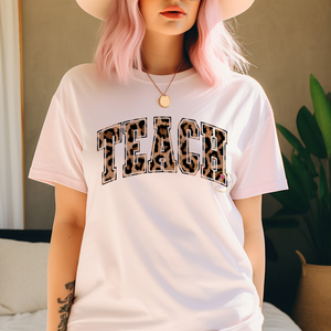 Leopard Print TEACH T-Shirt, Trendy Teacher Shirt ,Teacher Appreciation Gift, Gifts for Teachers